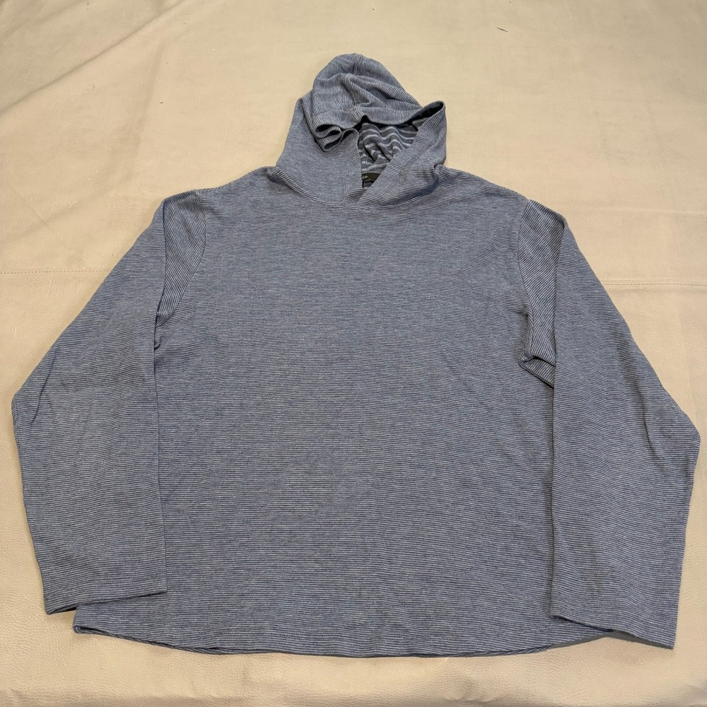 Vince Men Blue Striped Cotton Blend Long Sleeve Pullover Light Hoodie-L-6938